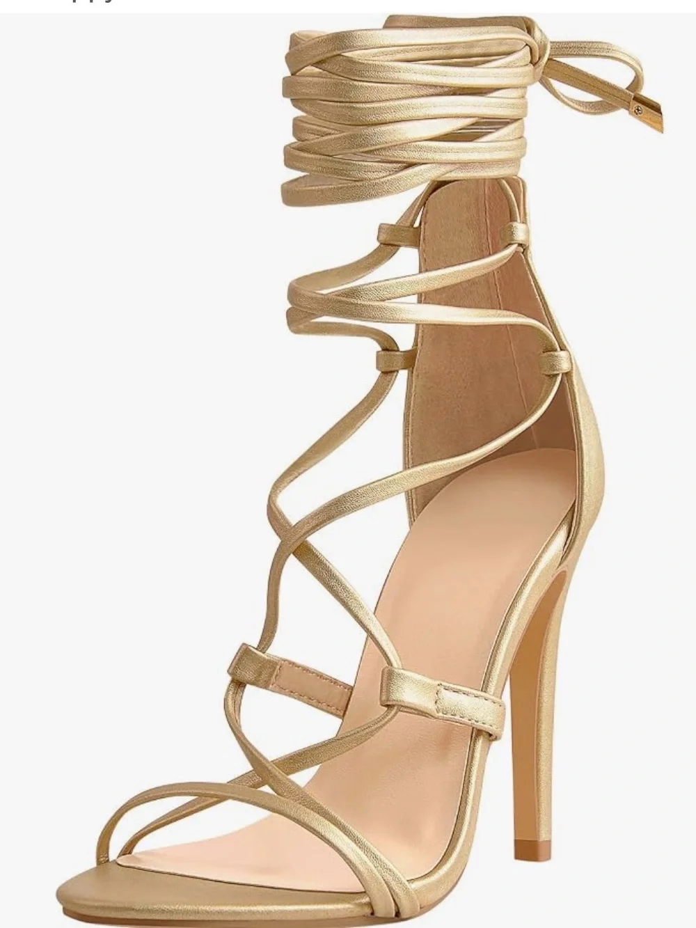 Gold Lace-Up High Heel Sandals for Women